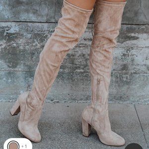 Nude Over the Knee Boots (Lulus So Much Yes boots)